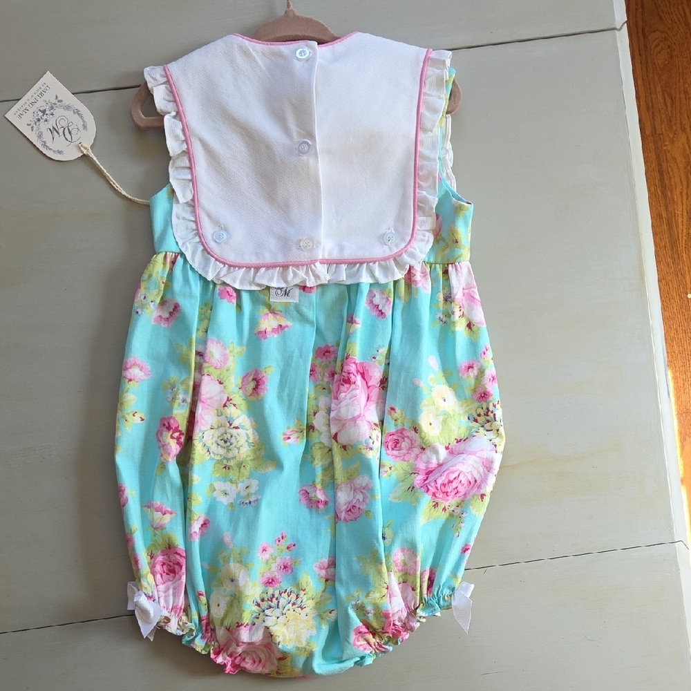 Floral Baby Romper with Monogram Bib From Darling Mae And Ricrac & Ruffles - Picture 8 of 8